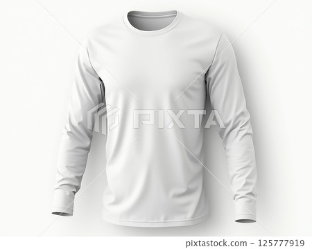 Simple white long sleeve shirt displayed against a neutral background for versatile fashion options 125777919