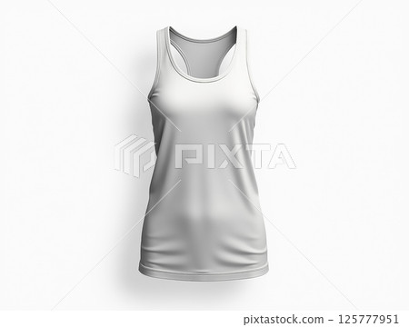 Womens white tank top displayed on a plain background, suitable for casual wear or athletic activities 125777951