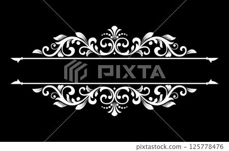 Vintage black and white element. Graphic vector design. Damask graphic ornament Vintage black and white element. Graphic vector design. Damask graphic ornament 125778476