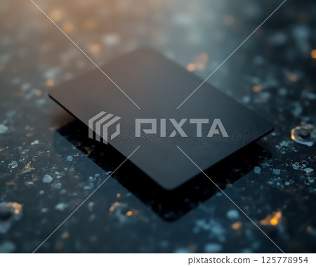 Black card placed on a textured dark surface with subtle lighting creating a unique atmosphere Black card placed on a textured dark surface with subtle lighting creating a unique atmosphere 125778954