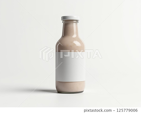 Milk bottle on a clean white background highlighting the packaging simplicity and inviting color contrast Milk bottle on a clean white background highlighting the packaging simplicity and inviting color contrast 125779006