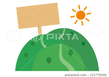 山脈和木牌插圖 山脈和木牌插圖 125779548