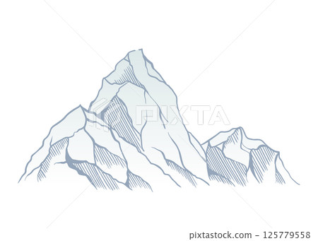 Mountain climbing route to top rock with red flag on peak. Business journey path in progress, way to success or concept of goal. Vector illustration Mountain climbing route to top rock with red flag on peak. Business journey path in progress, way to success or concept of goal. Vector illustration 125779558