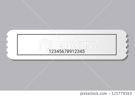 Empty ticket template. Blank concert ticket or lottery coupon. Event coupon or cinema movie theater card. Festival or circus paper empty flyer. Vector isolated illustration 125779563