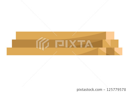 Pile of boards. Wooden timber plank for building construction on white background. Building material, vector cartoon illustration 125779578
