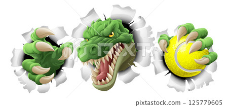 Crocodile Dinosaur Alligator Tennis Sports Mascot 125779605