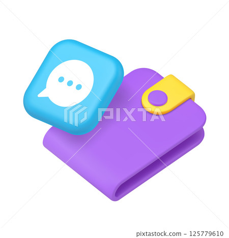 Banking financial customer support chat speech bubble with wallet 3d icon realistic vector Banking financial customer support chat speech bubble with wallet 3d icon realistic vector 125779610