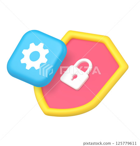 Privacy security safety settings option identification configuration 3d icon realistic vector Privacy security safety settings option identification configuration 3d icon realistic vector 125779611