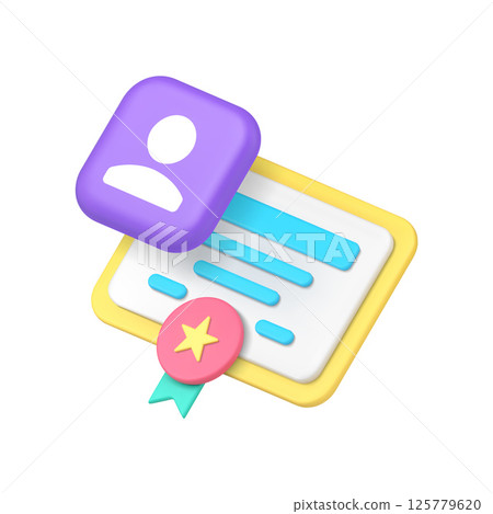 Diploma graduation personal educational certificate 3d icon realistic vector illustration 125779620