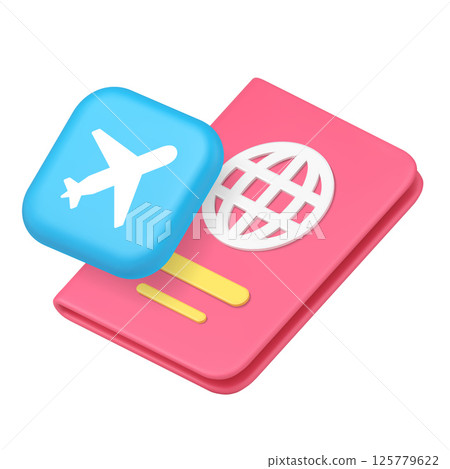 Plane travel global international business trip passport journey 3d icon realistic vector 125779622