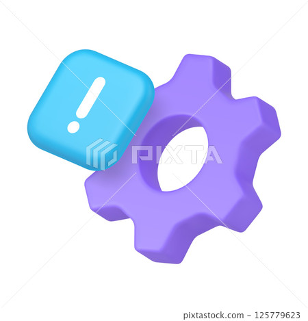 Settings setup option customization configuration warning attention 3d icon realistic vector 125779623
