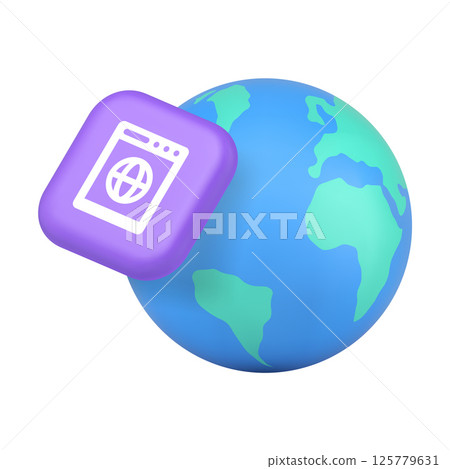 Internet browser global search website cyberspace connection 3d icon realistic vector 125779631