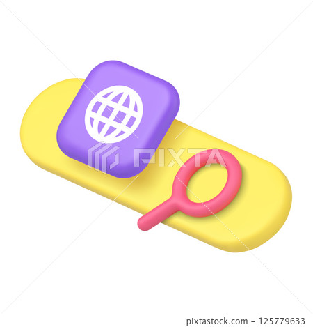 Internet browser global search here bar web link for user interface 3d icon realistic vector 125779633