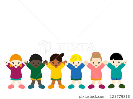 Children of various races holding hands 125779818
