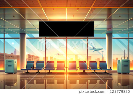 Waiting room, arrivals for passengers and those meeting at the airport Waiting room, arrivals for passengers and those meeting at the airport 125779820