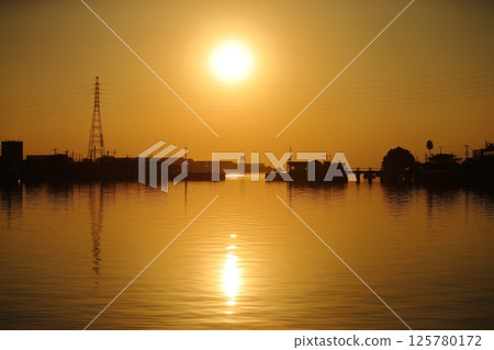 大牟田市、三池港、光之路、 大牟田市、三池港、光之路、 125780172