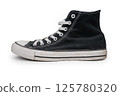 Black sneakers isolated on white background, side view. 125780320