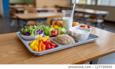 Variety of fruits and vegetables for students 125780600