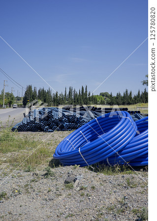 Blue pipe for irrigation systems, drainage pipe 125780820
