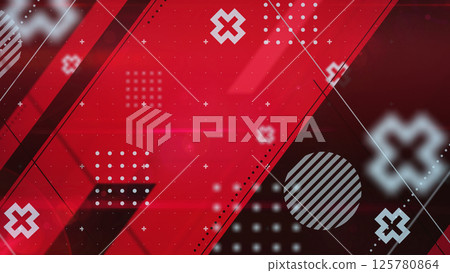 時尚的平面構圖，具有簡單的形狀和對角線背景 - 紅色 125780864