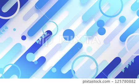 具有液體條紋和圓圈的幾何背景 - 藍色 125780882