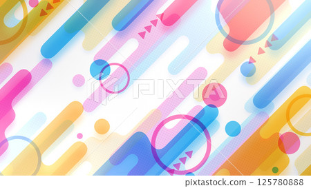 具有液體條紋和圓圈的幾何背景-彩色和白色背景 125780888
