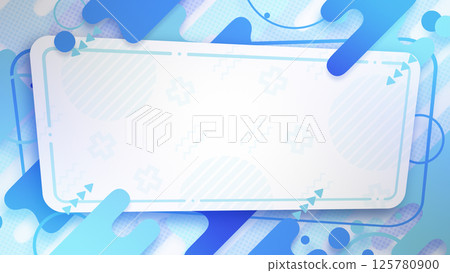 A frame with a square title background and liquid-like stripes and other shapes - Blue 125780900