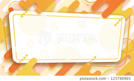 帶有方形標題背景和液體狀條紋和其他形狀的框架 - 橙色 帶有方形標題背景和液體狀條紋和其他形狀的框架 - 橙色 125780901