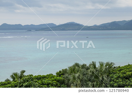 Hirakubo Peninsula as seen from Tamatorizaki Observatory in the northeast of Ishigaki Island 125780940