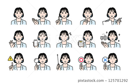 年輕女性顧問商務臉部表情集 125781292