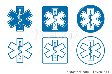 Symbol of the cross with the caduceus icon. Emt Paramedic, EMT Star of Life. ambulance first aid logo sign. Healthcare doctor pharmacy. Vector illustration image. Isolated on white background. Symbol of the cross with the caduceus icon. Emt Paramedic, EMT Star of Life. ambulance first aid logo sign. Healthcare doctor pharmacy. Vector illustration image. Isolated on white background. 125781311