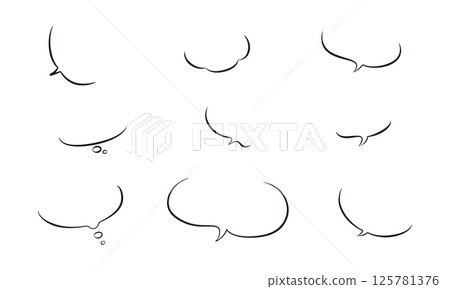 Handwritten style thickness variation vector speech bubble set 01 125781376