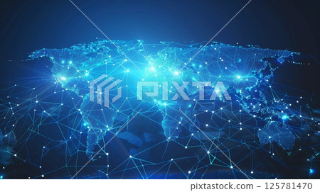 World map connection line cyber global network digital geography internet technology 125781470