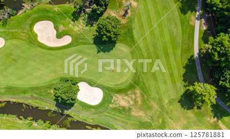 Golf course image background material 16:9 size AI generated material Golf course image background material 16:9 size AI generated material 125781881