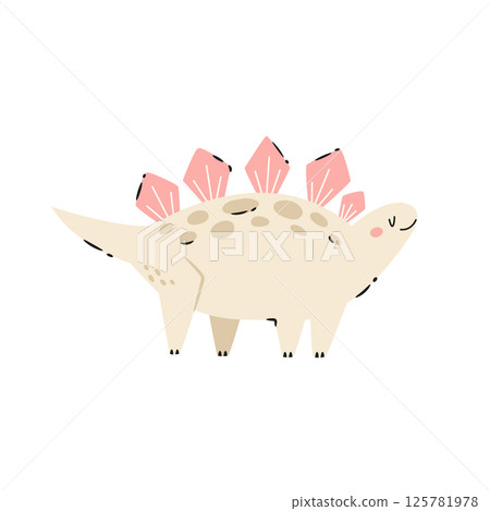Illustration of adorable cartoon stegosaurus isolated on white background Illustration of adorable cartoon stegosaurus isolated on white background 125781978