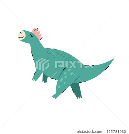 Illustration of adorable cartoon dinosaur isolated on white background 125781980