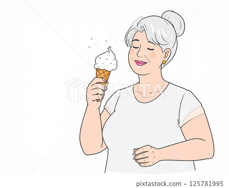 A woman eating ice cream A woman eating ice cream 125781995