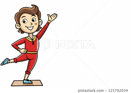 A young guy is doing sports warm up and stretching.Place for text 125782034