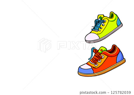 Different sports colored trekking shoes for training,walking 125782039