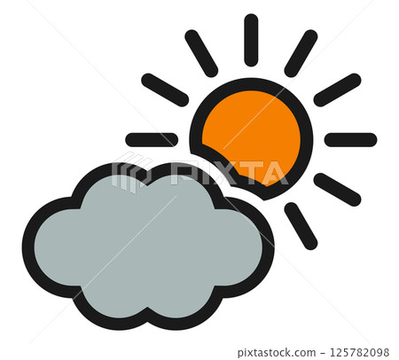 Icon illustration of partly cloudy with occasional sunny spells Icon illustration of partly cloudy with occasional sunny spells 125782098
