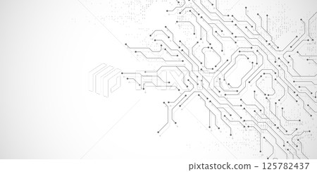 Circuit board digital abstract background. Motherboard technology texture design. AI semiconductor and computer processor on tech bg. Vector illustration 125782437