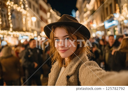 Festive Street Selfie 125782792