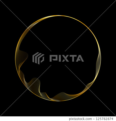 Futuristic golden circular ring. Luxury ring frame. Round border Futuristic golden circular ring. Luxury ring frame. Round border 125782874