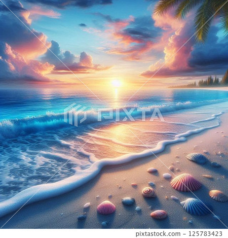 海灘沙色海洋藍色 125783423