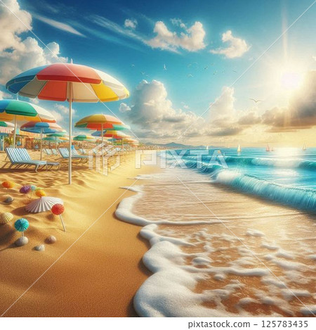 Beach Sand Marine Blue 125783435