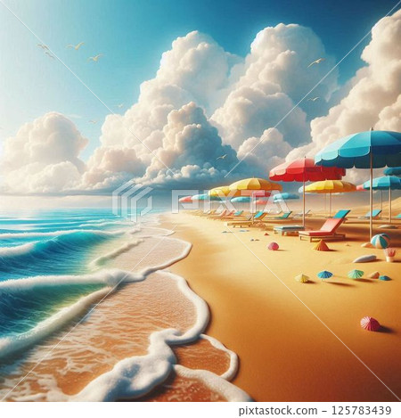 Beach Sand Marine Blue 125783439