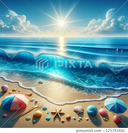 Beach Sand Marine Blue 125783482