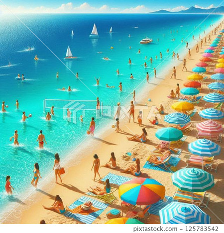Beach Sand Marine Blue 125783542