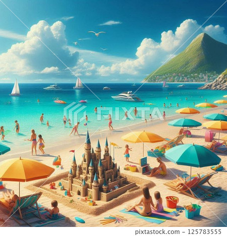 Beach Sand Marine Blue 125783555