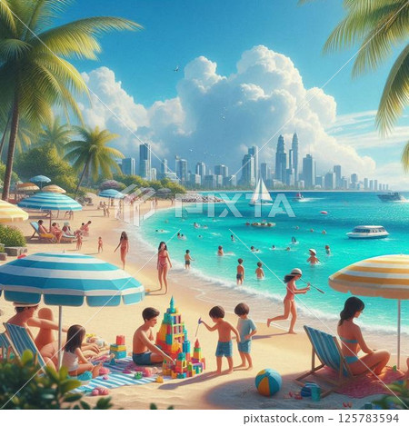 Beach Sand Marine Blue 125783594